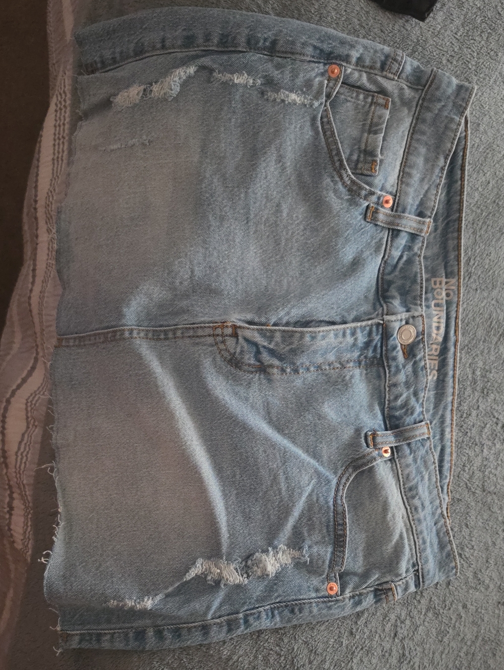 No Boundaries Light Blue Distressed Denim Skirt